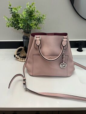 Michael Kors Blush Pink Saffiano Leather Shoulder Tote with Crossbody Strap